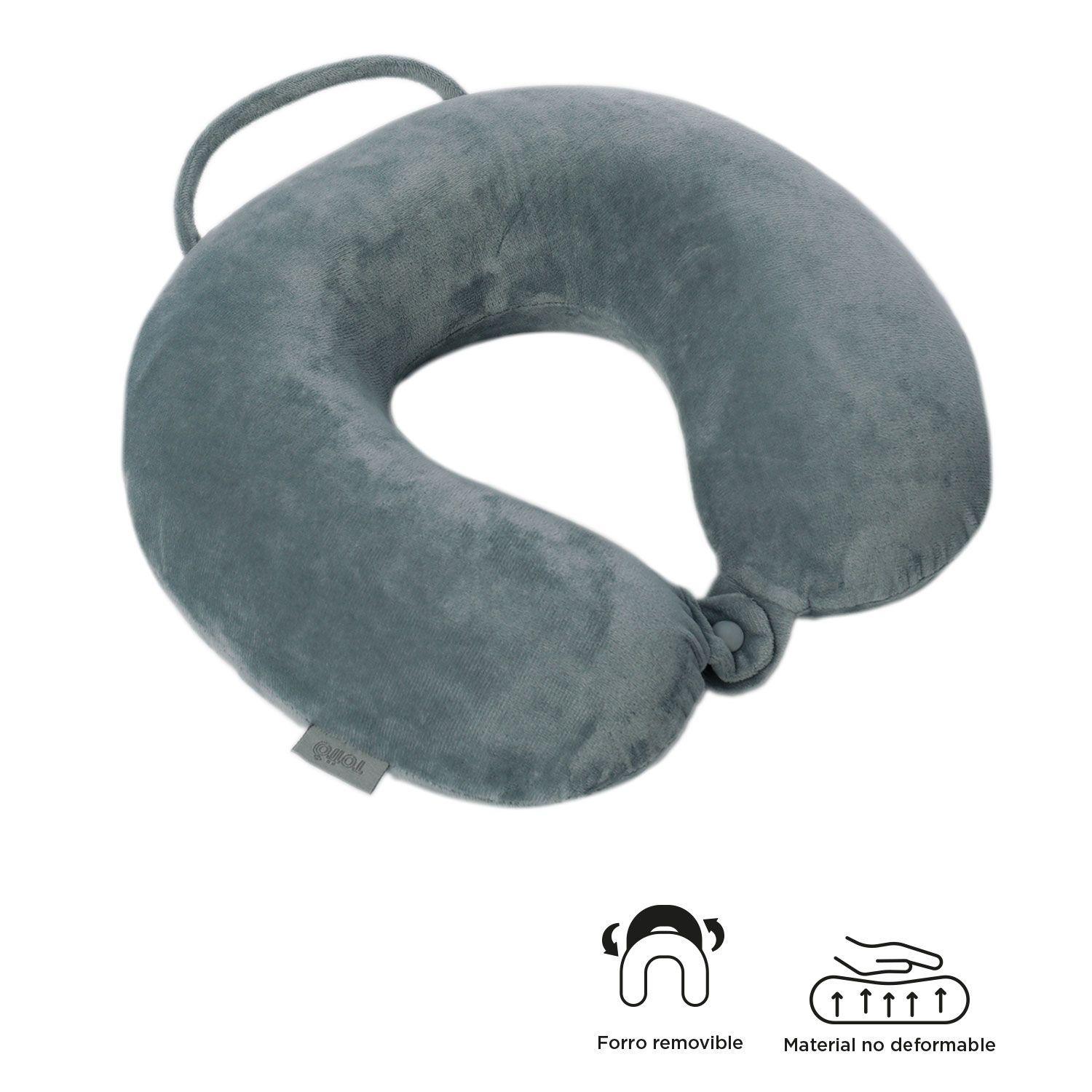 Almohada Cuello de Viaje Memory Foam Jet Pillow Gris Totto-2