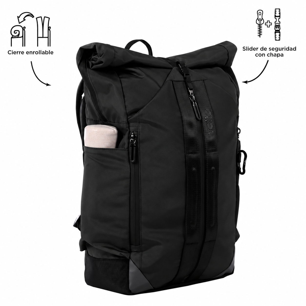 Mochila Universitaria Spurn 2.0 Porta PC 14" Negro Hombre-4