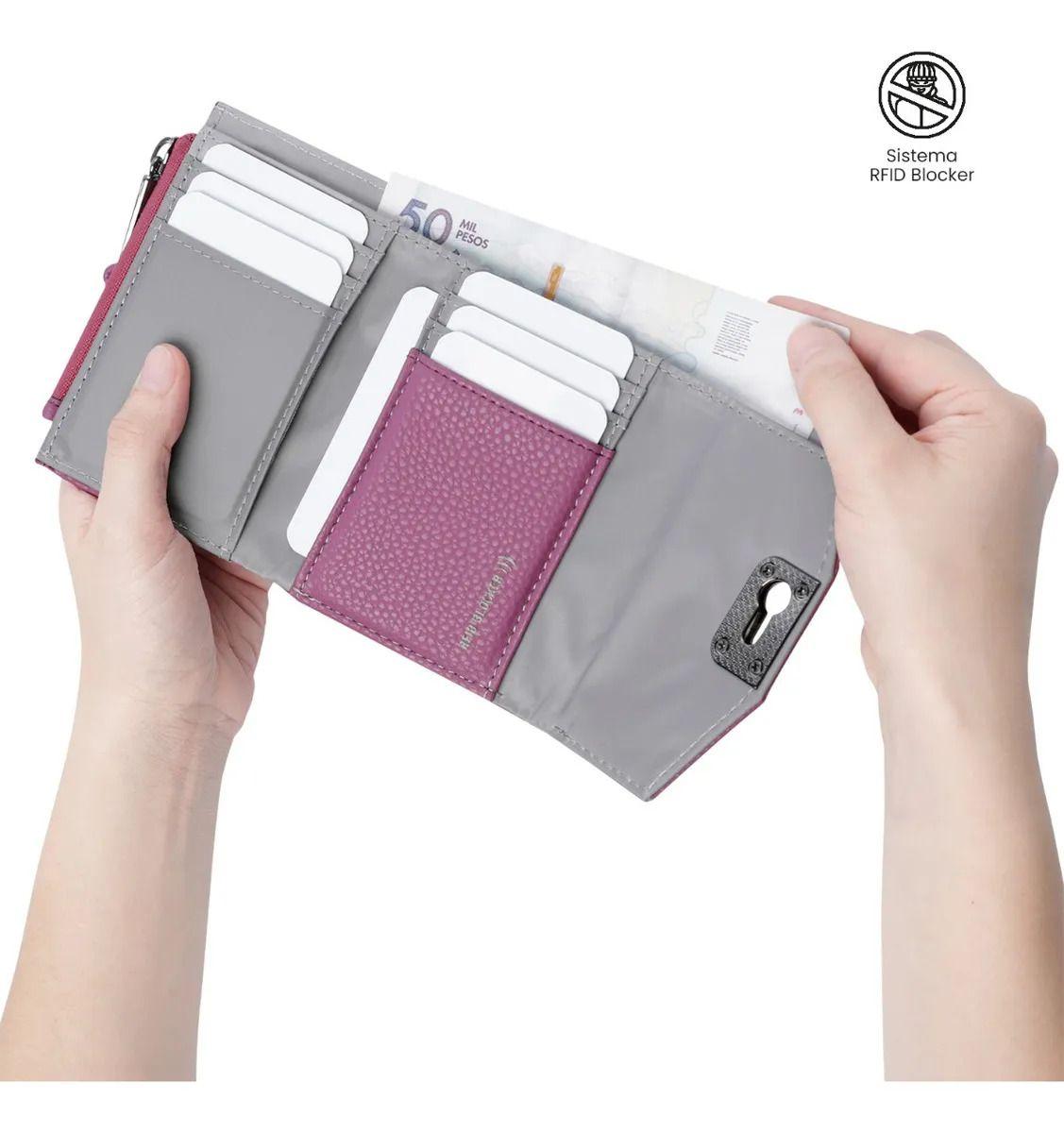 Billetera Smooth Ney Con Rfid Blocker Rosada-2