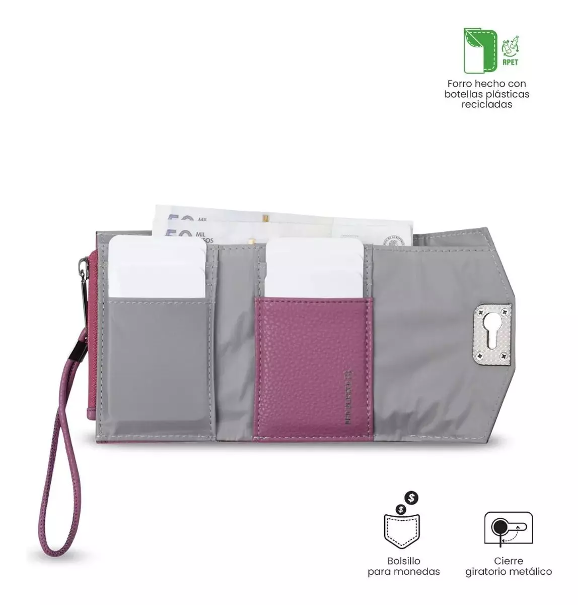 Billetera Smooth Ney Con Rfid Blocker Rosada-3