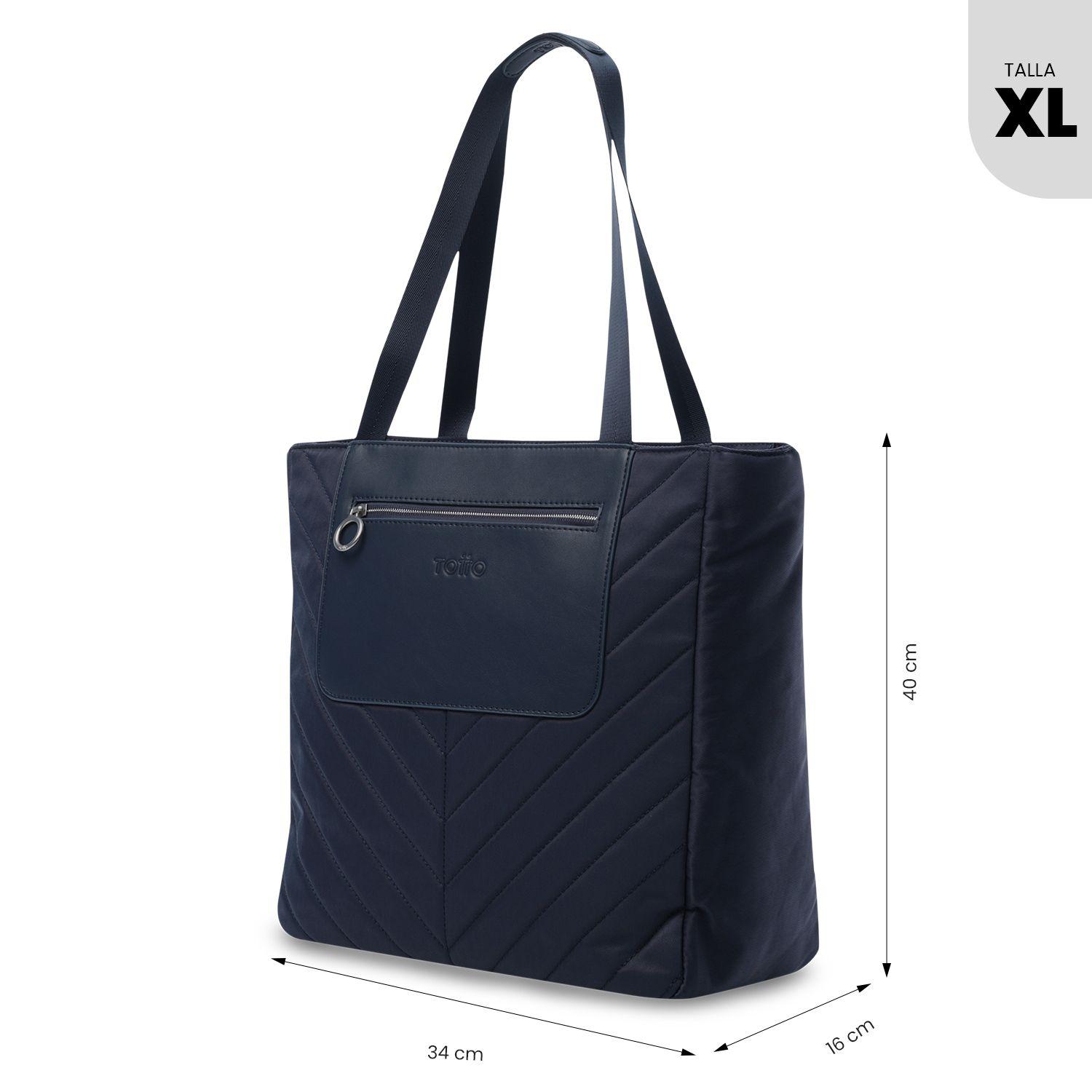 Cartera Shopping Bag Grande Mujer Malawi Porta Notebook 13" Azul Totto-2