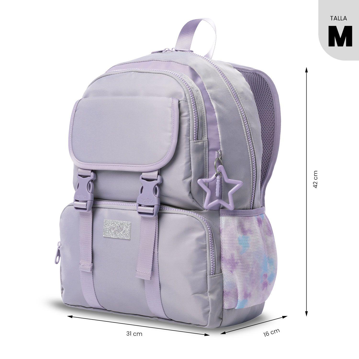 Mochila Niña Cluw Mediano color Gris Totto-2