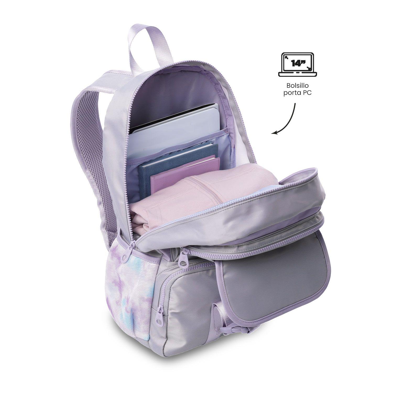 Mochila Niña Cluw Mediano color Gris Totto-4