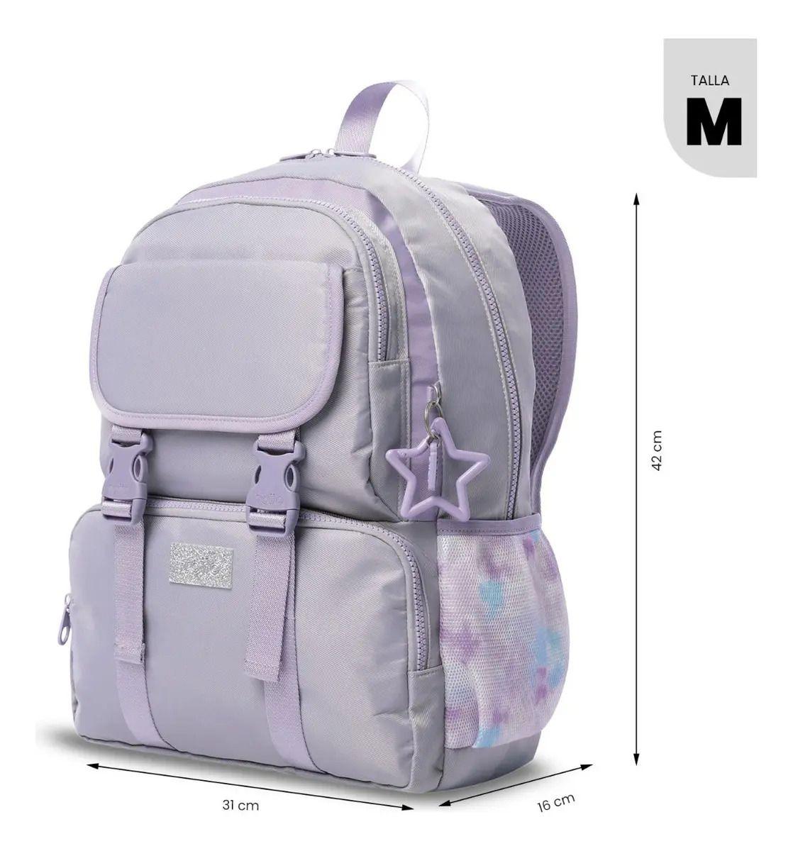 Mochila Para Niña Cluw Mediano Color Gris-2