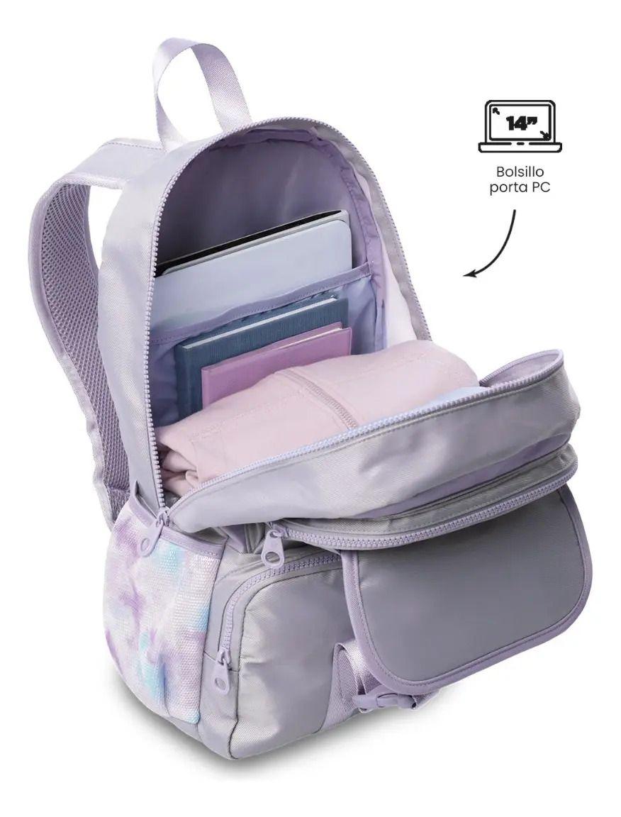 Mochila Para Niña Cluw Mediano Color Gris-4