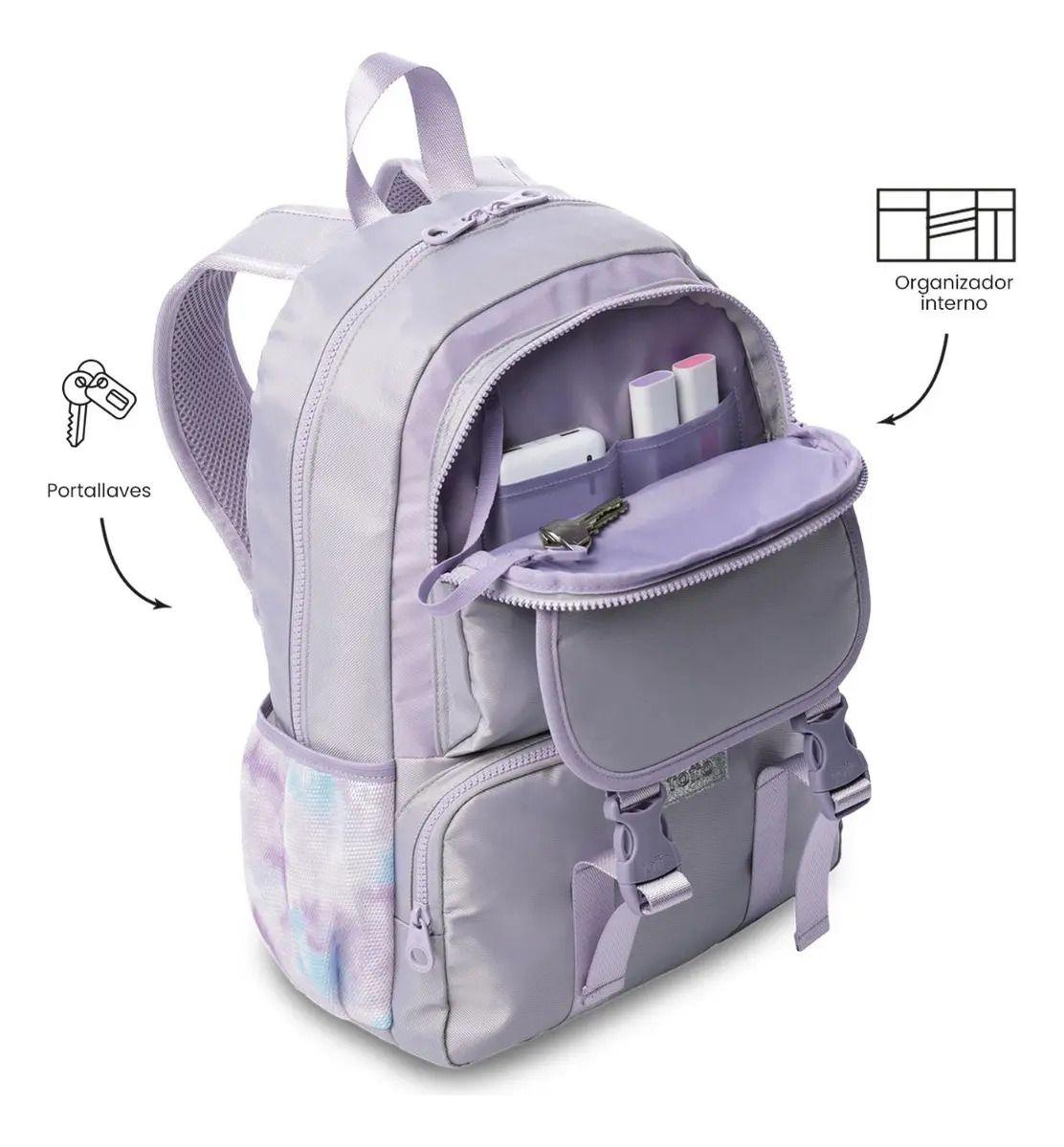 Mochila Para Niña Cluw Mediano Color Gris-5