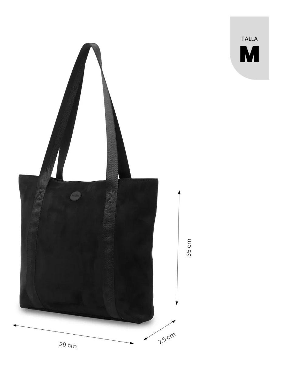 Tote Bag Para Mujer Mixi Gam En Gamuza Mediano Negro-2