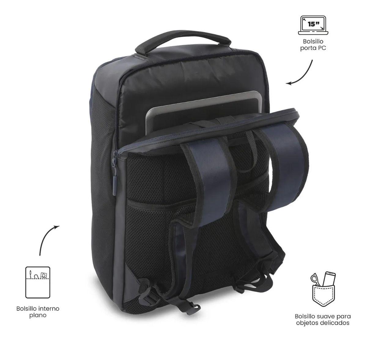 Mochila Ejecutivo Porta Pc 15  Tork Azul Hombre-4