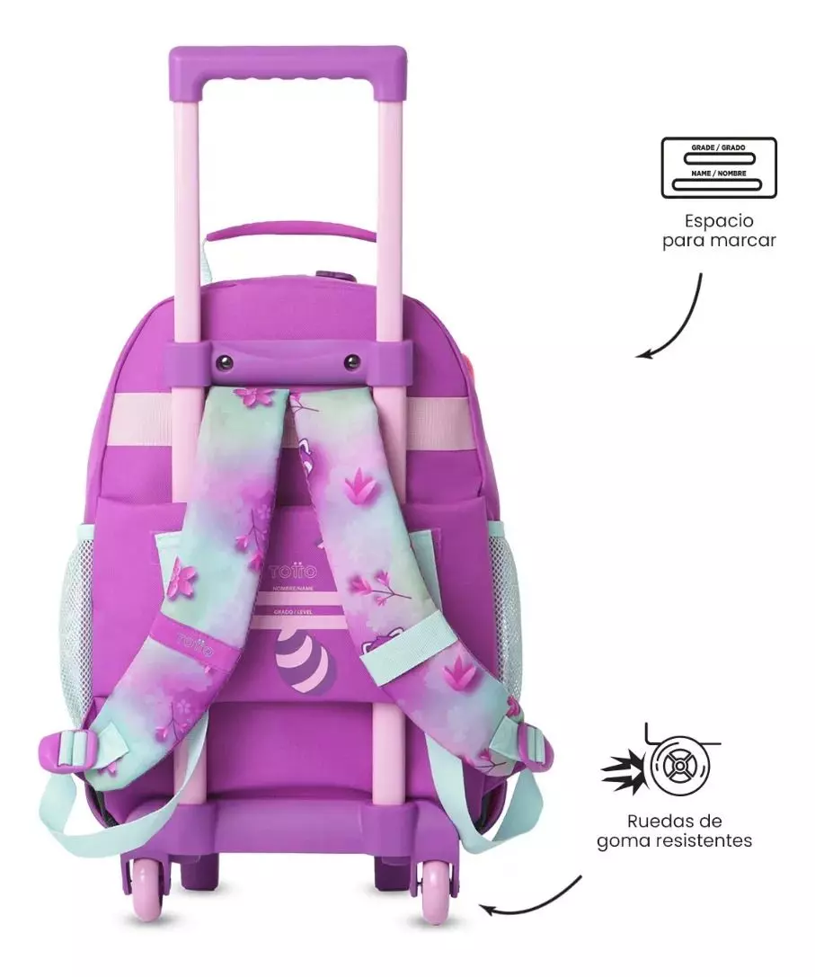 Combo Escolar Mochila Con Ruedas Bambú+libro Colorear-3
