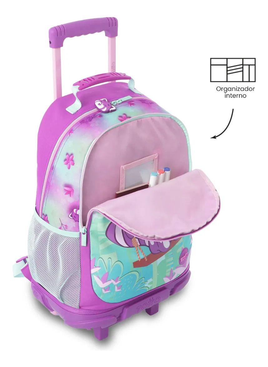 Combo Escolar Mochila Con Ruedas Bambú+libro Colorear-6