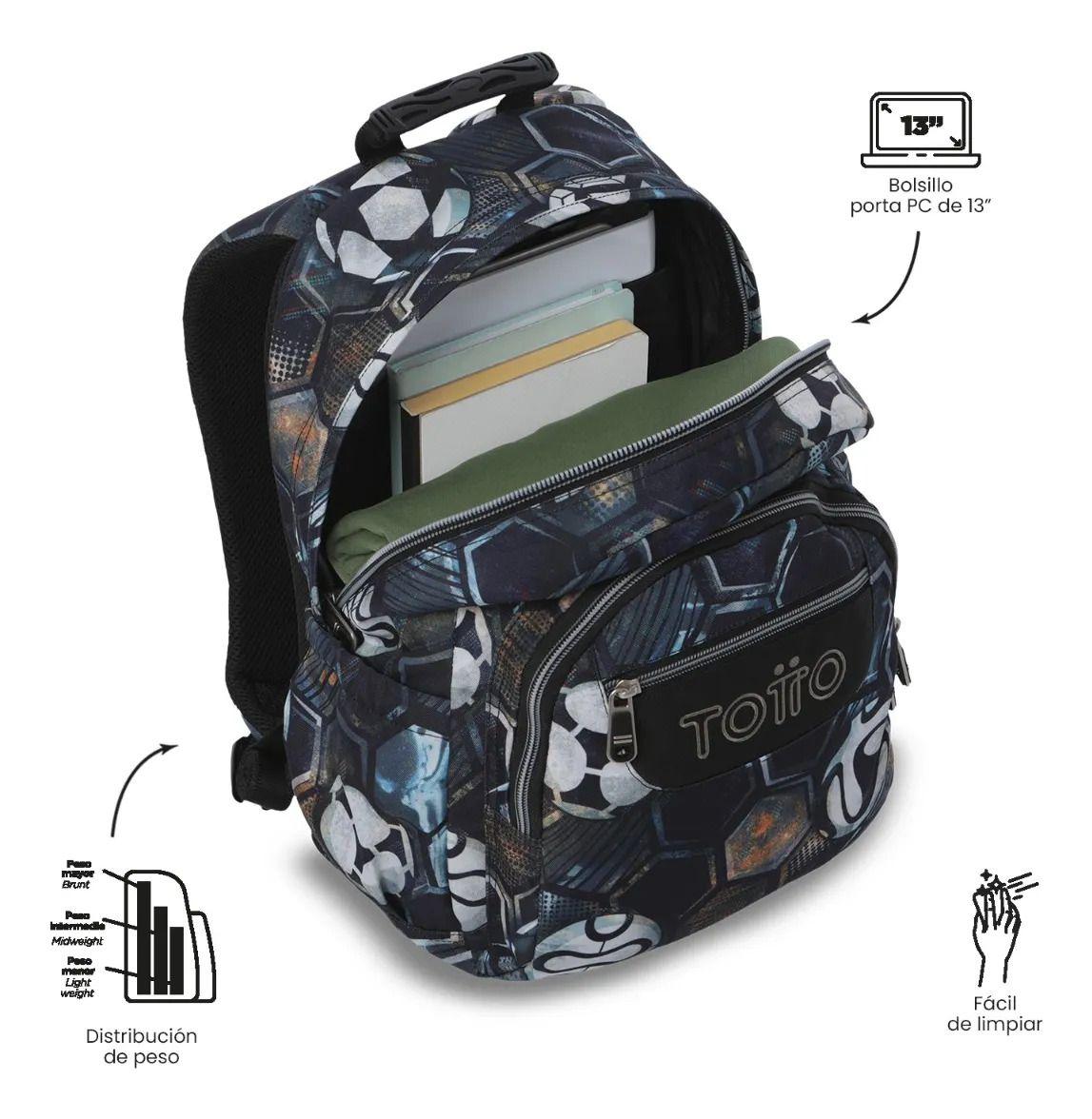 Mochila Escolar Juvenil Porta Pc 13  Gommas Negro-4