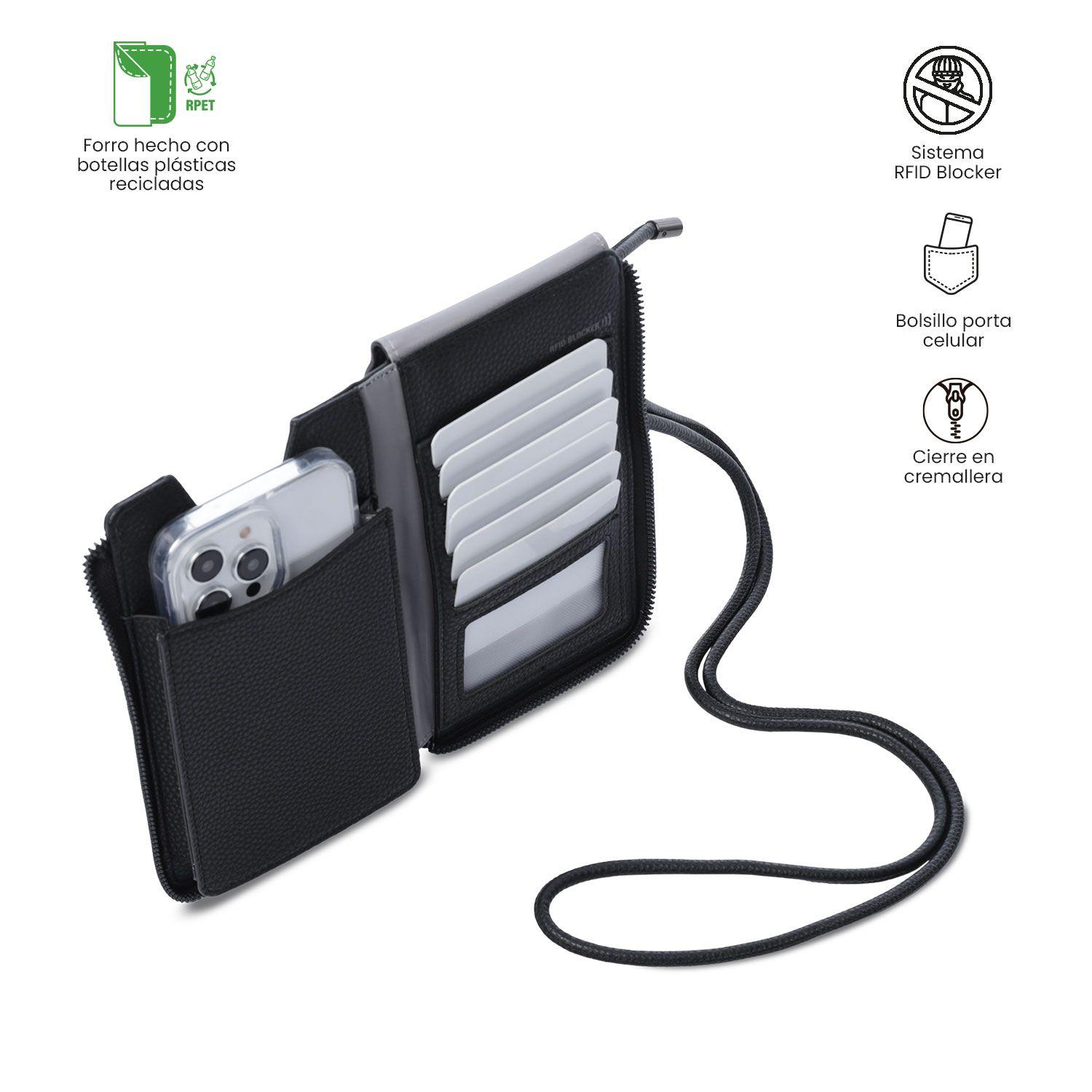 Portacelular Smooth Mujer con RFID Blocker Negro  Totto-3