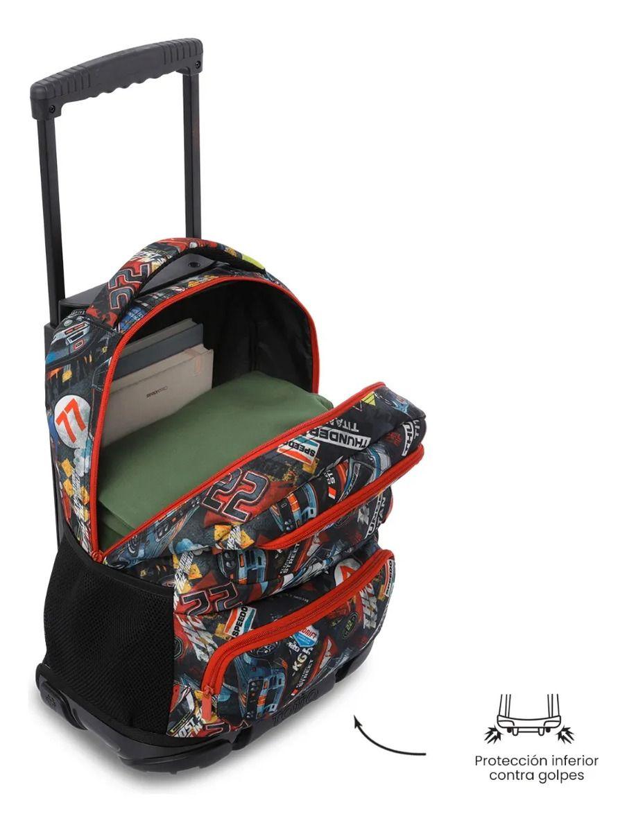 Mochila Para Niño Con Ruedas Skl Grande Rojo-4