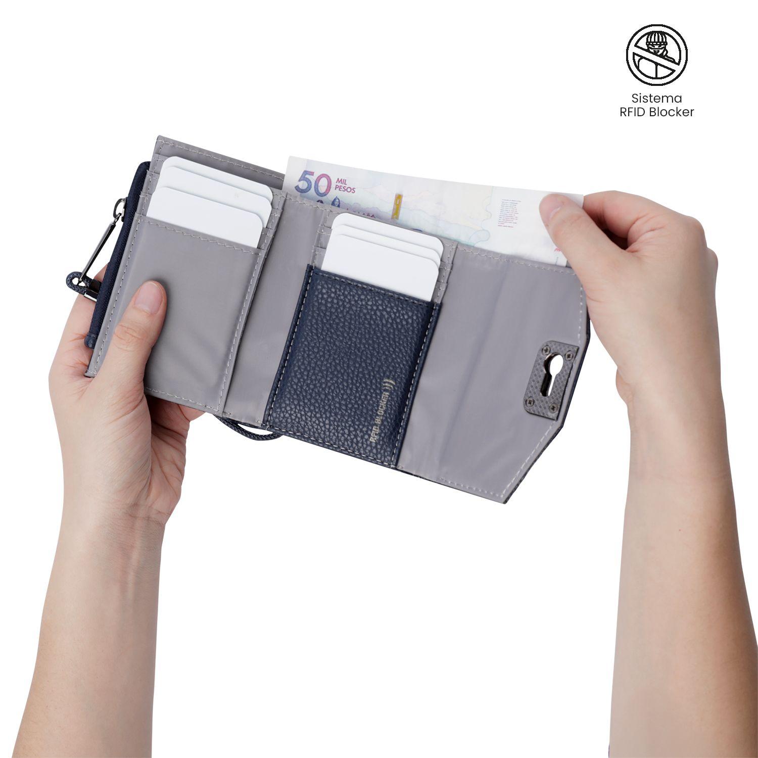 Billetera Totto Mujer Smooth Ney con RFID Blocker Azul-2