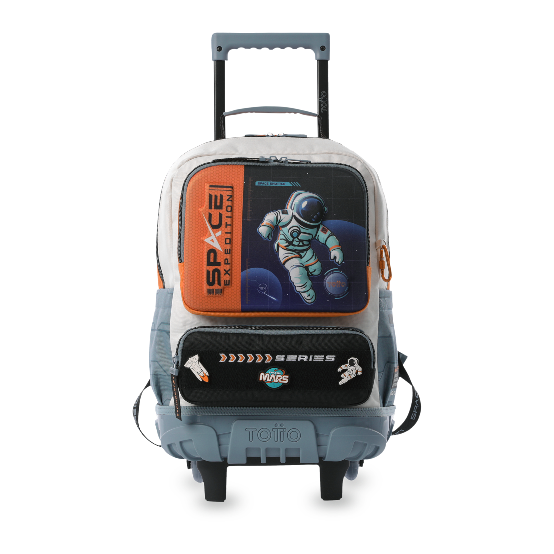 Pack Escolar Mochila Gris con Ruedas + Lonchera + Estuche Gemini Totto-1