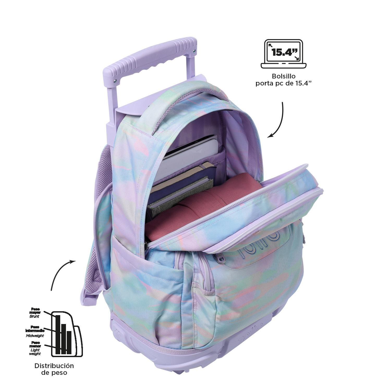 Mochila Escolar con Ruedas Bomper Renglon Luminia-4