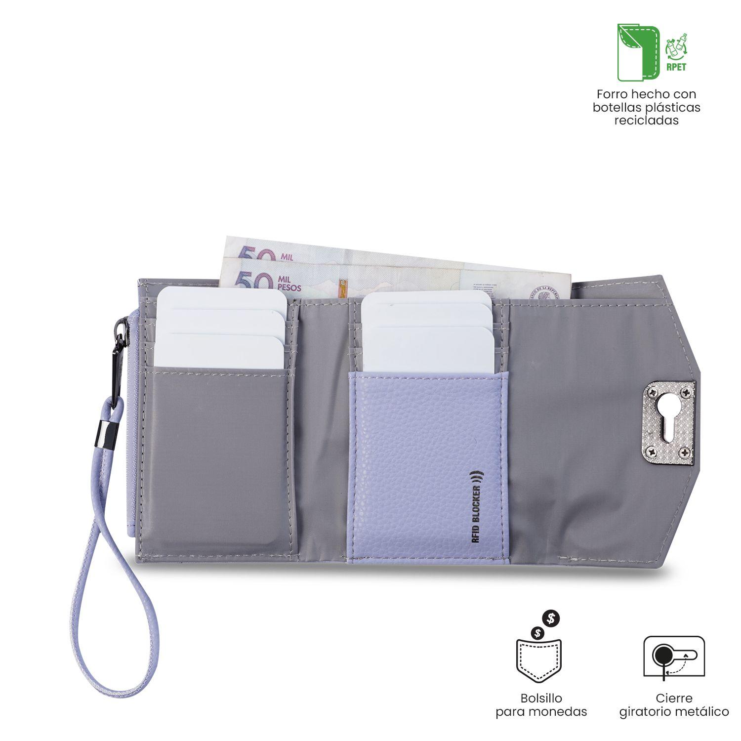 Billetera Totto Mujer Smooth Ney con RFID Blocker Morada-3