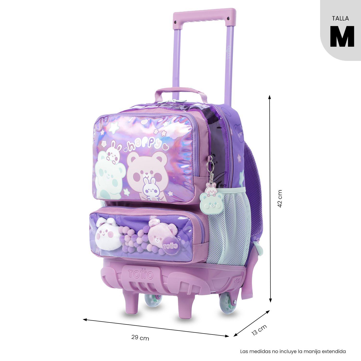 Mochila para Niña con ruedas Friends Party Mediano Morado-2
