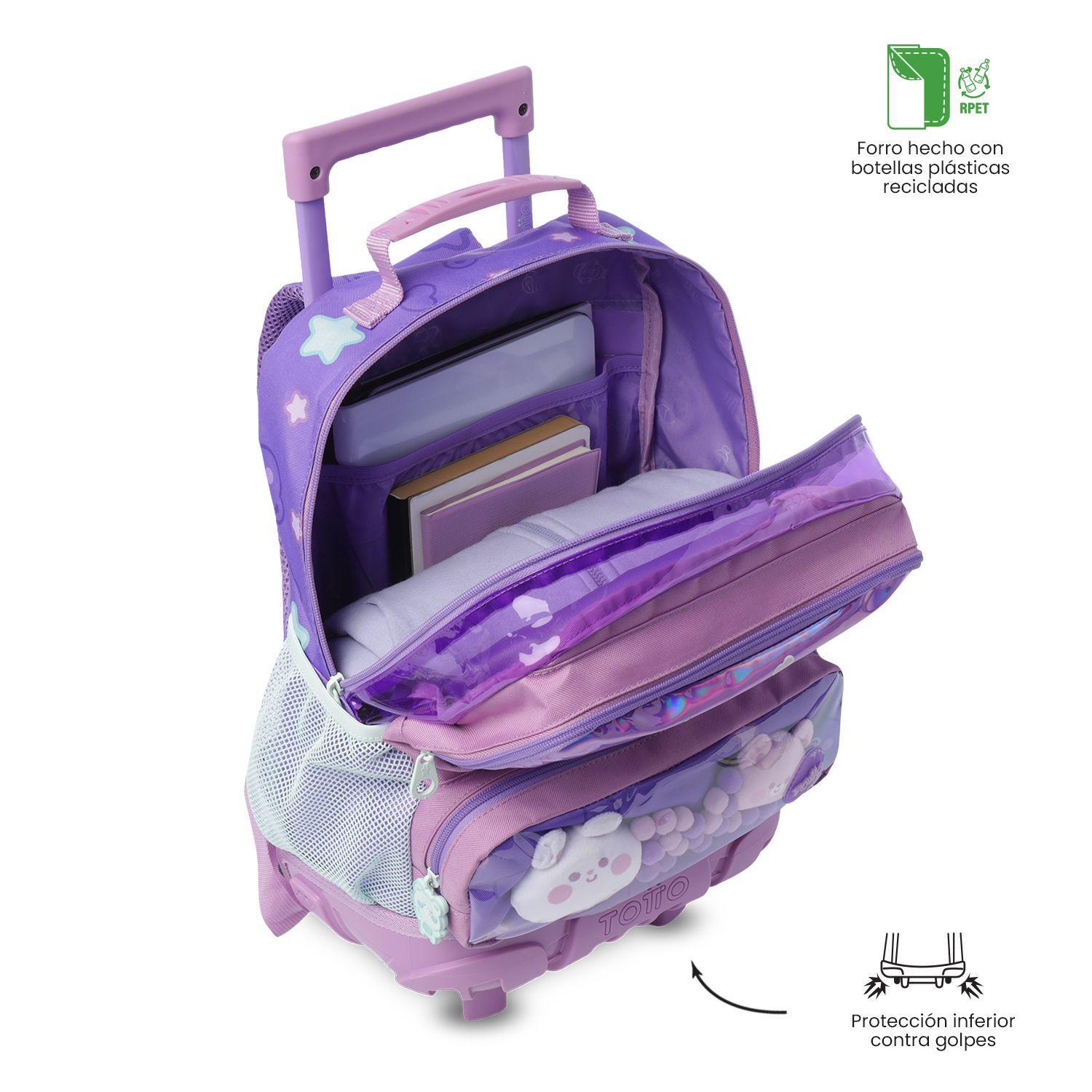 Mochila para Niña con ruedas Friends Party Mediano Morado-4