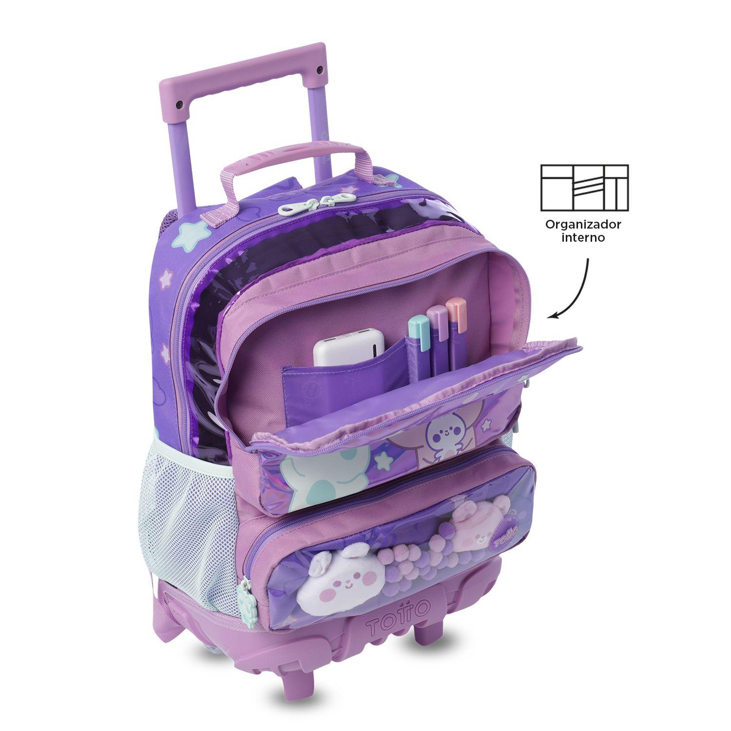 Mochila para Niña con ruedas Friends Party Mediano Morado-5