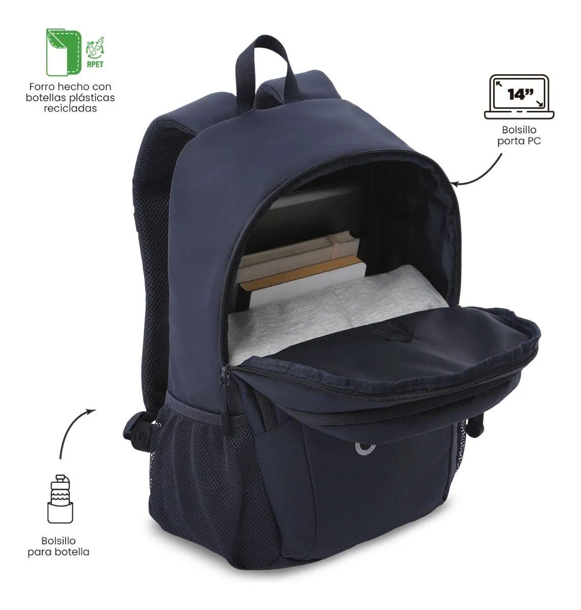 Mochila Universitaria Sprint Porta Pc 14  Azul Hombre-4