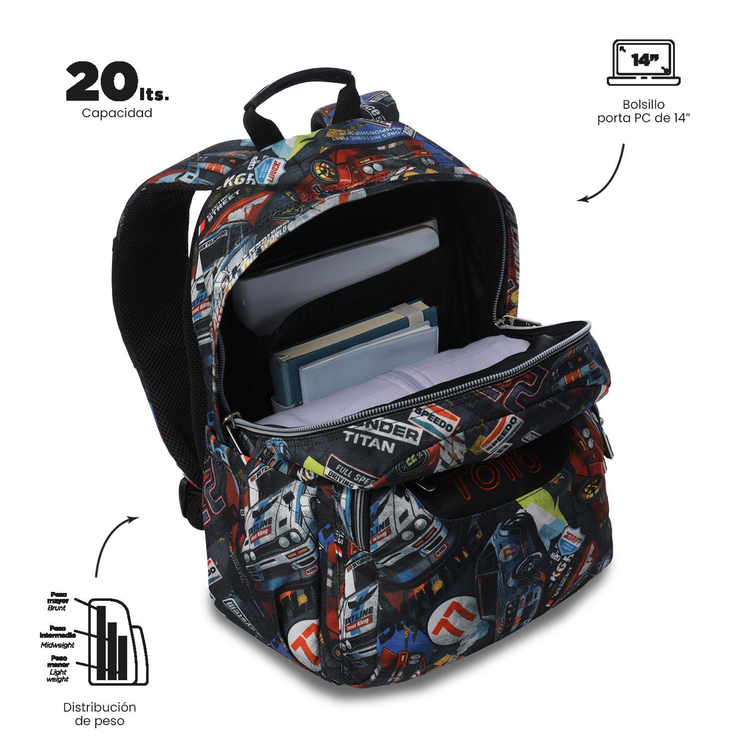 Mochila Juvenil Porta PC 14" Acuarela Rojo-4