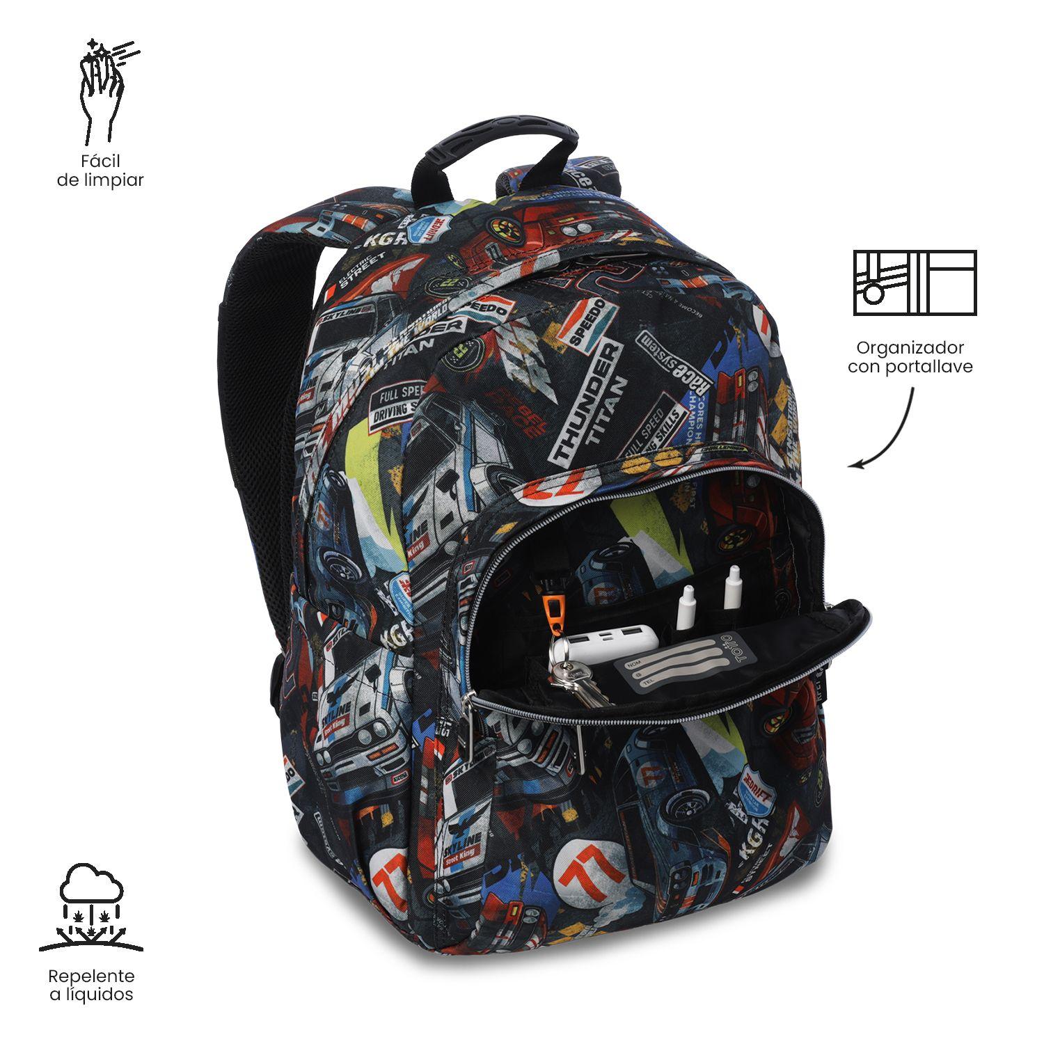Mochila Juvenil Porta PC 14" Acuarela Rojo-5