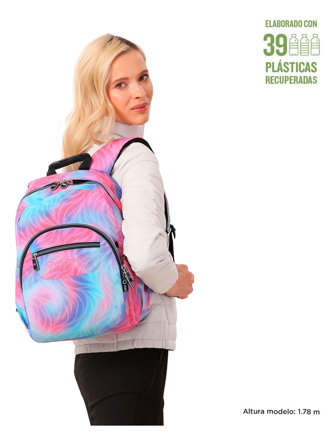 Mochila Escolar Totto Gommas Rpet Glitter Rosado Fritz-1