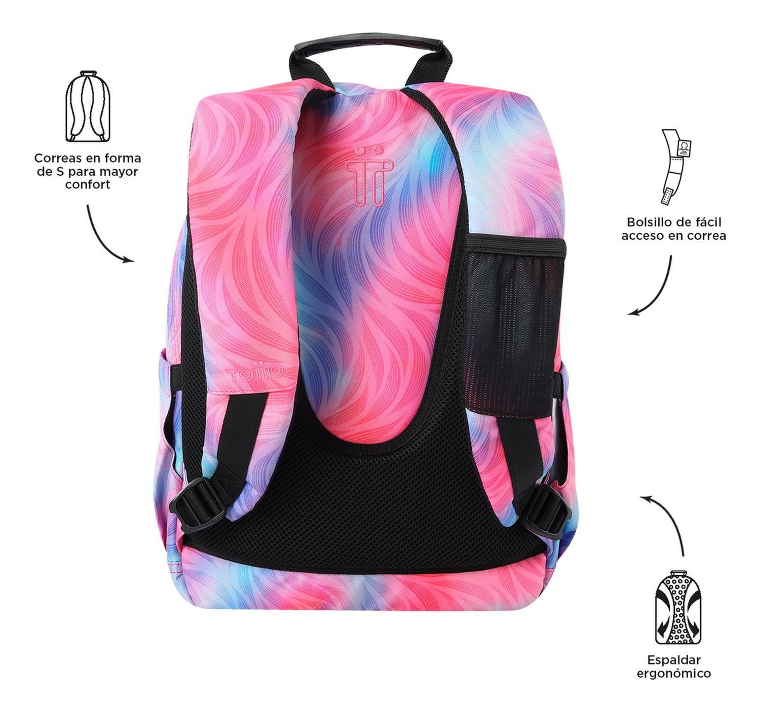 Mochila Escolar Totto Gommas Rpet Glitter Rosado Fritz-3