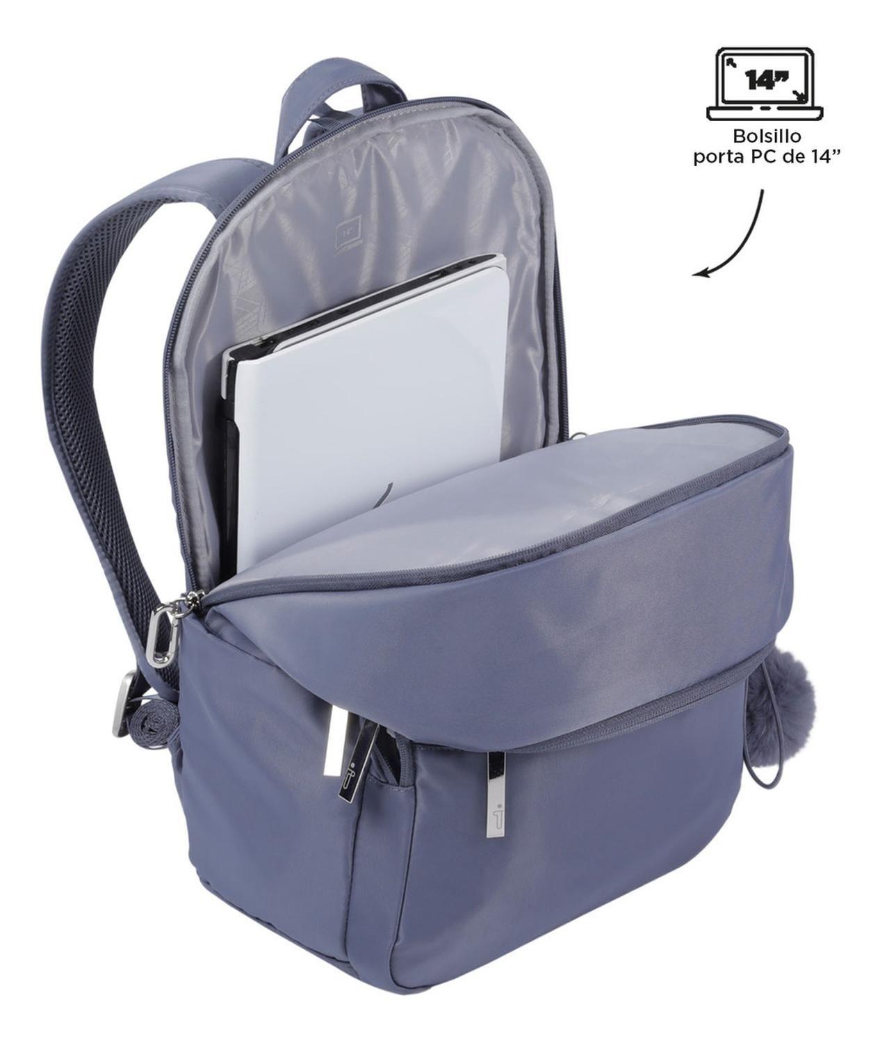 Mochila Ejecutiva Mujer Totto Adelaide 3 2.0 Folkstone Gray-4