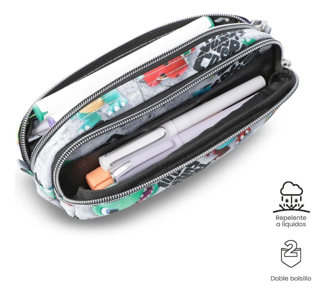 Estuche Escolar Pequeña Para Niño Sobre Gris-3