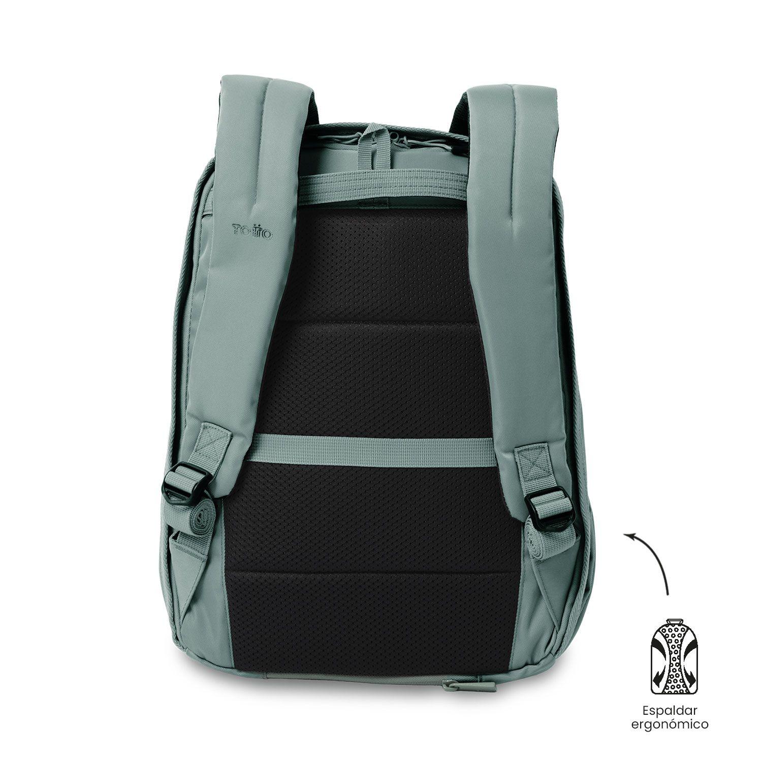 Mochila Ejecutivo Porta PC 14" Antirrobo Twill Verde-3