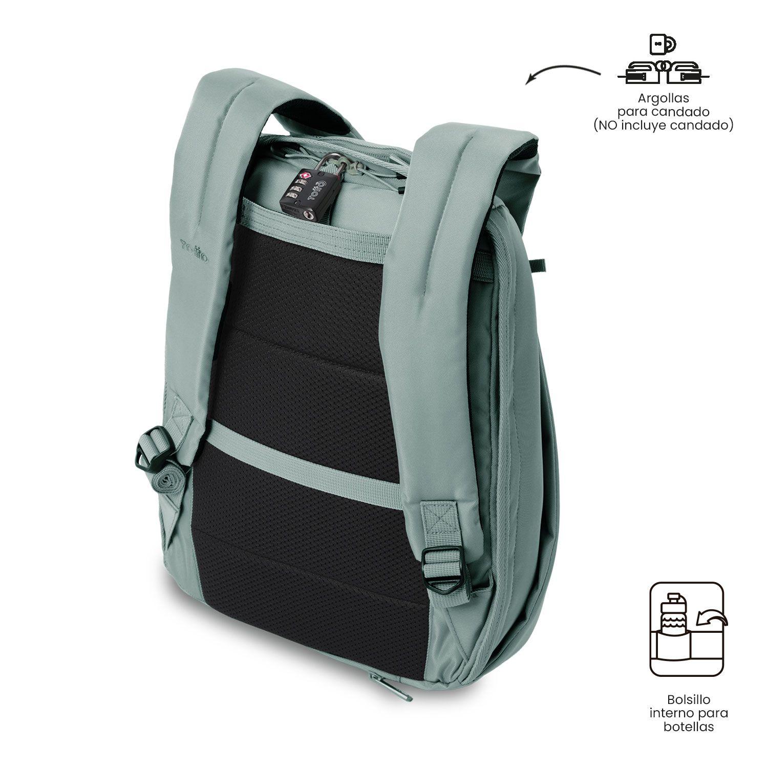Mochila Ejecutivo Porta PC 14" Antirrobo Twill Verde-5