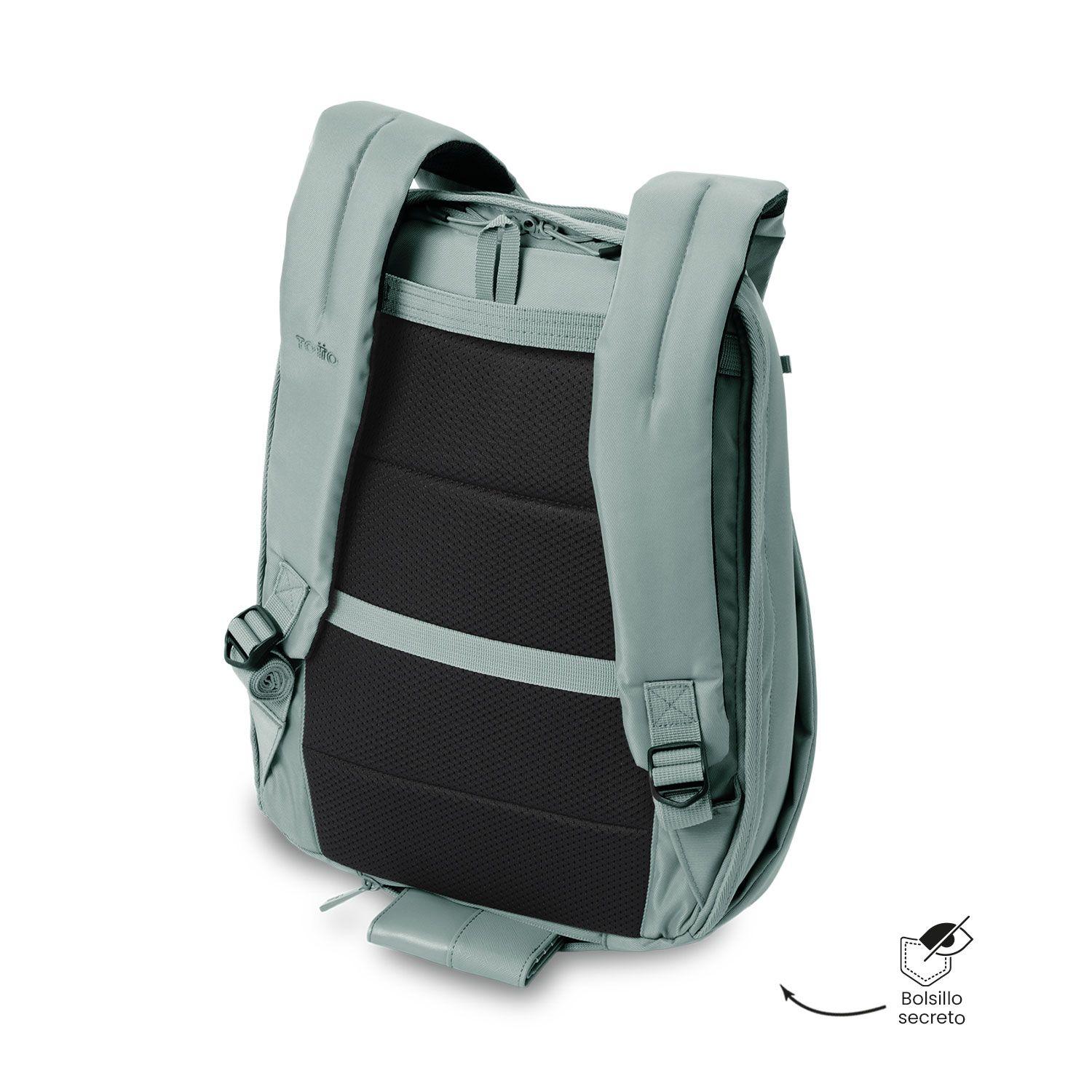 Mochila Ejecutivo Porta PC 14" Antirrobo Twill Verde-7