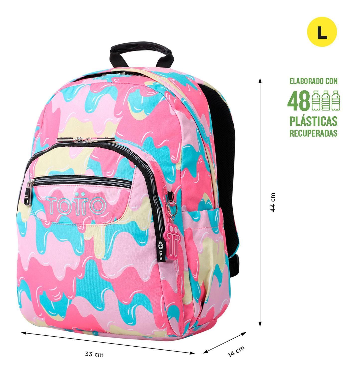 Mochila Escolar Totto Acuarela Rpet Rosado Luty-1