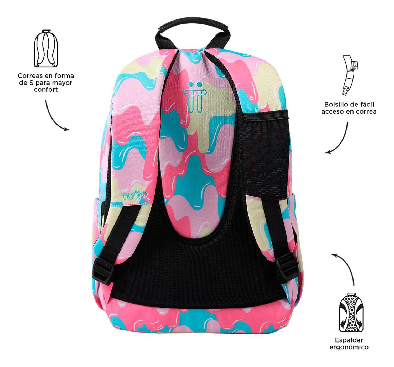 Mochila Escolar Totto Acuarela Rpet Rosado Luty-2