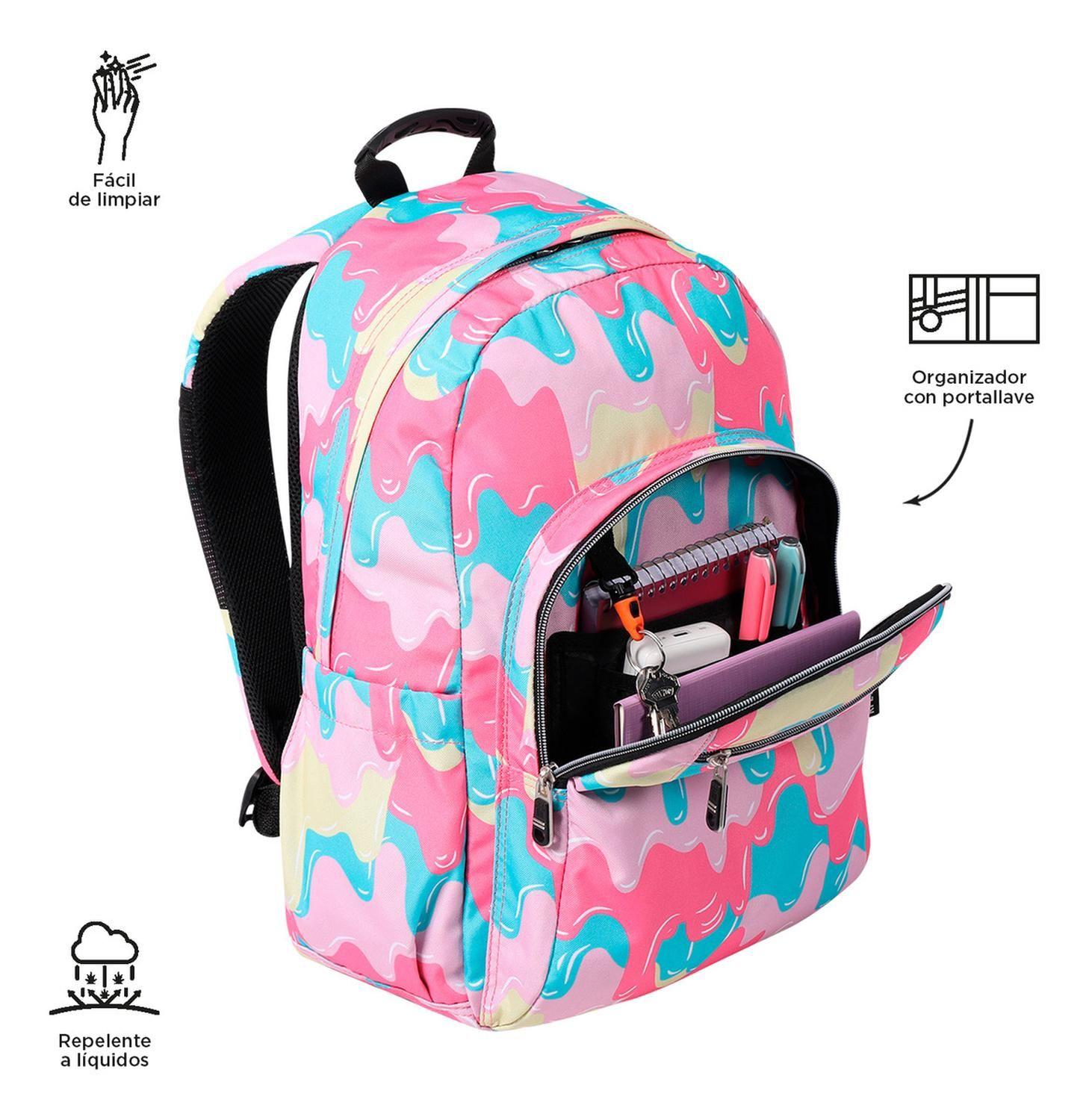 Mochila Escolar Totto Acuarela Rpet Rosado Luty-4