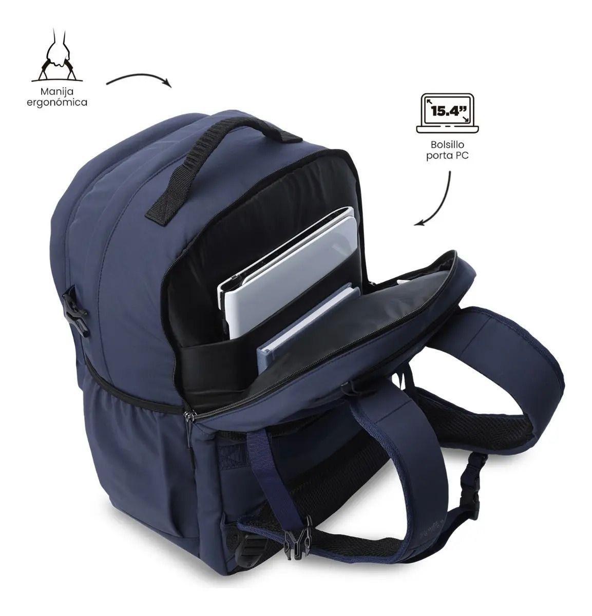 Mochila Universitario Porta Pc 15.4  Spa Azul Hombre-2