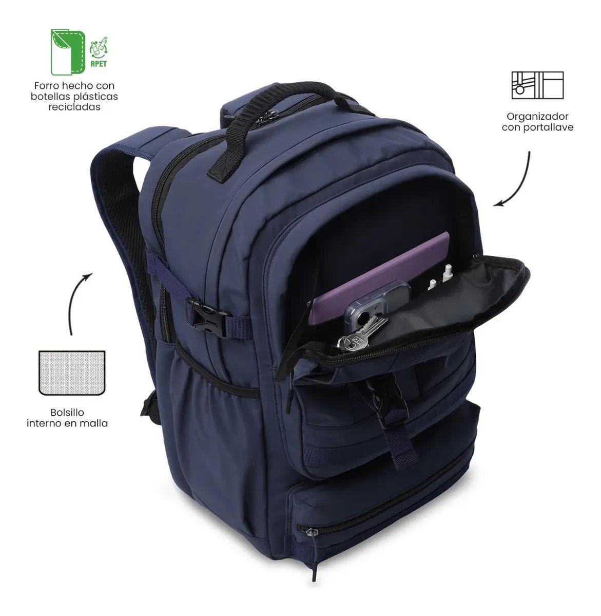 Mochila Universitario Porta Pc 15.4  Spa Azul Hombre-3