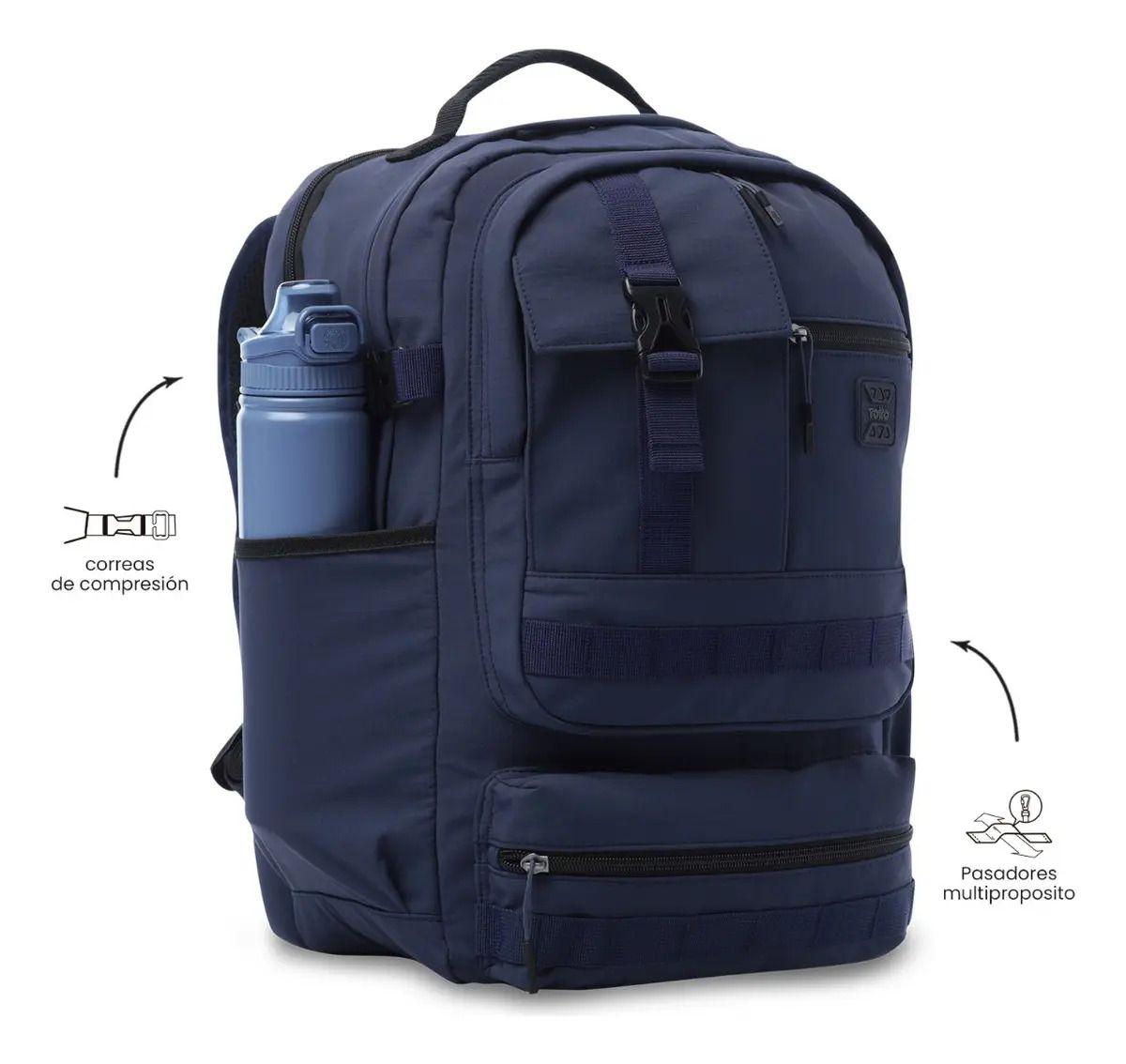 Mochila Universitario Porta Pc 15.4  Spa Azul Hombre-4