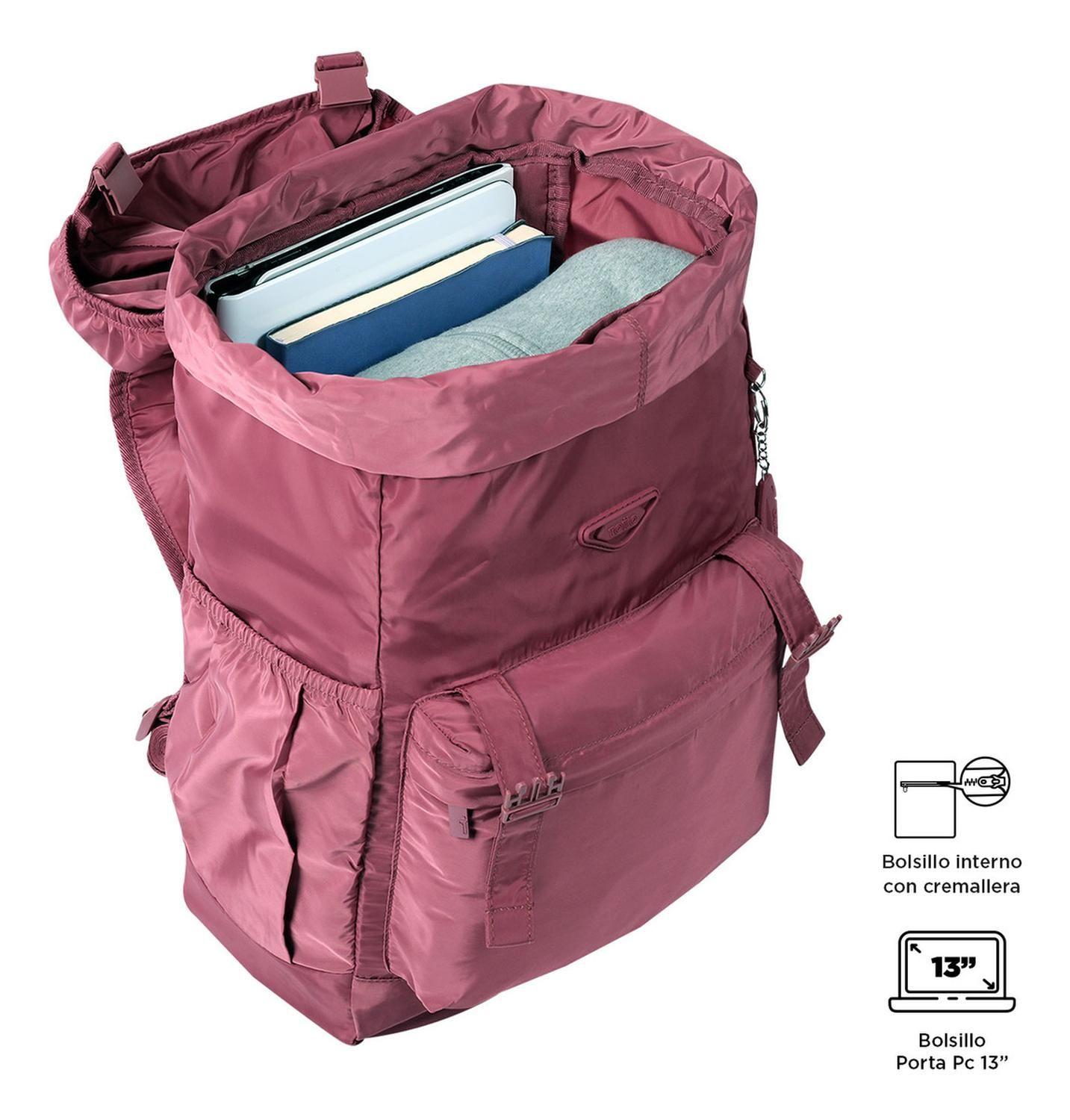 Mochila De Viaje Plegable Totto Collapse M Rosado Deco Rose-4