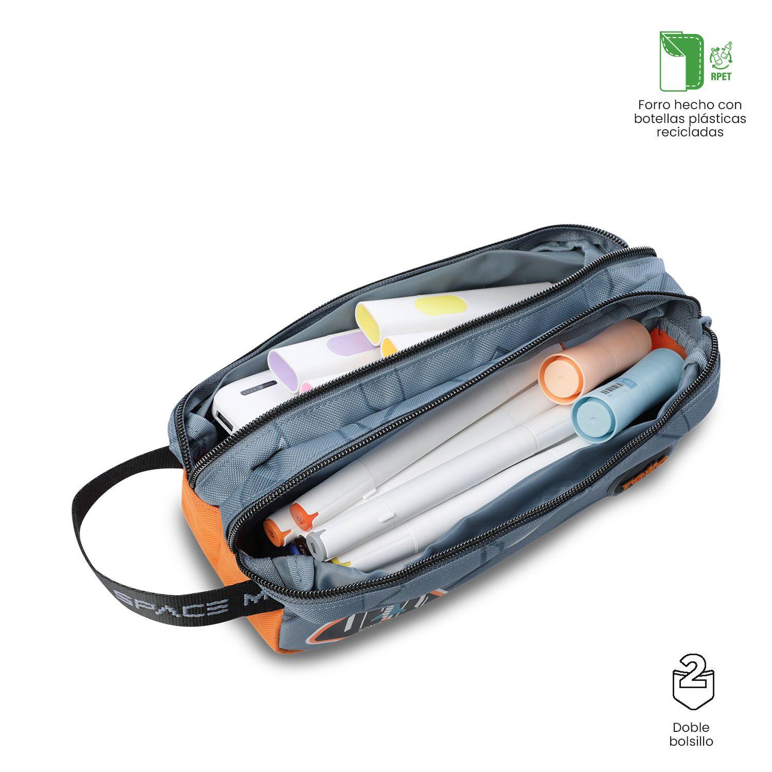 Estuche escolar Niño 2 cuerpos Gemini Grande Gris Totto-2