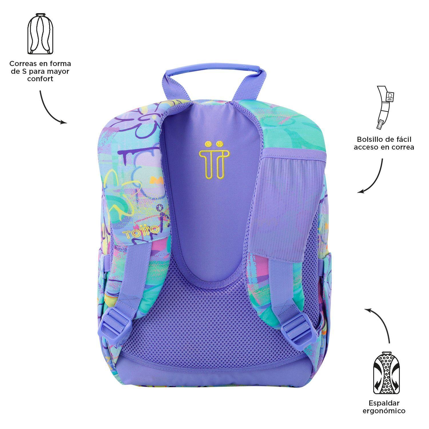 Mochila Escolar Para Niñas Notebook 10" Tempera Morado Totto-3