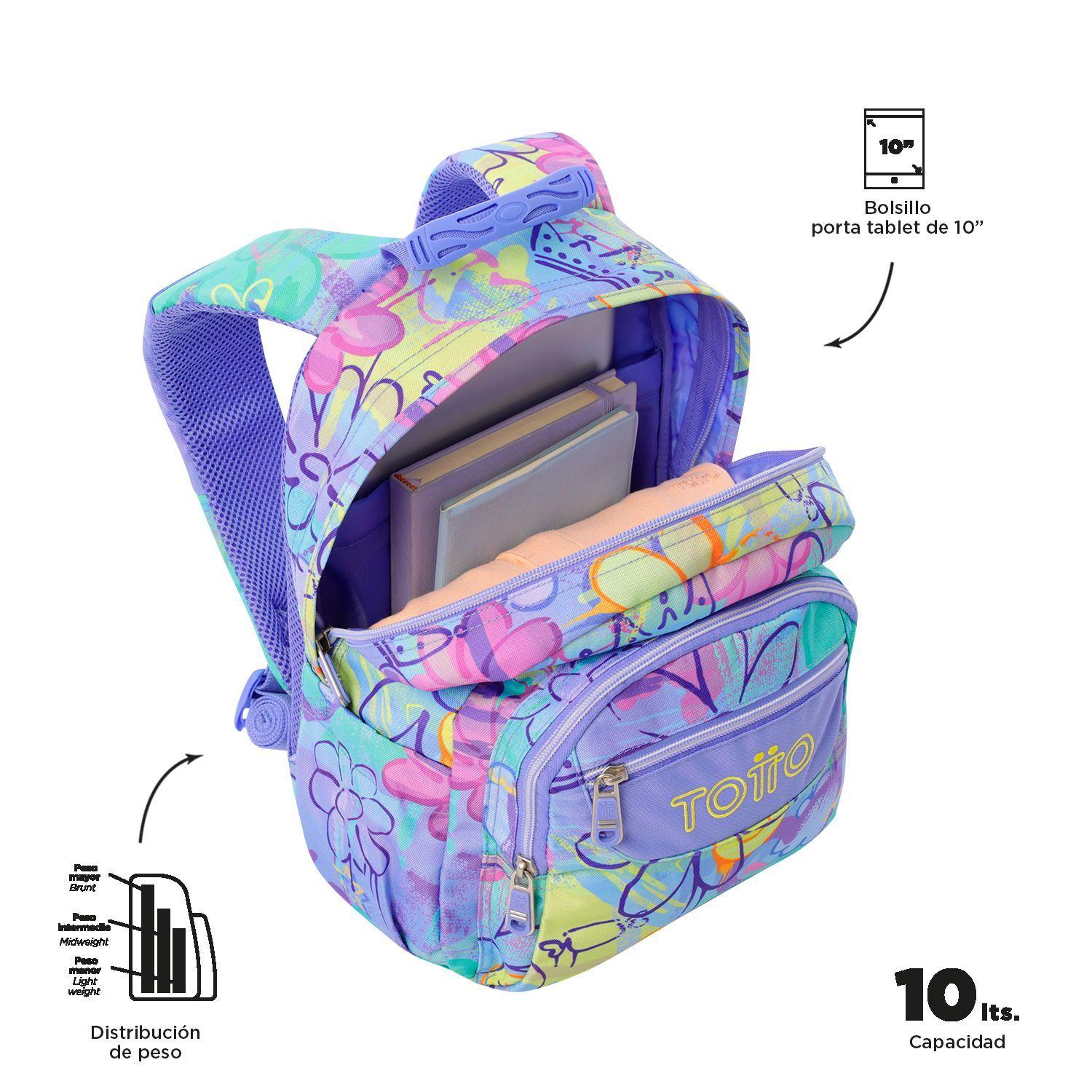 Mochila Escolar Para Niñas Notebook 10" Tempera Morado Totto-4