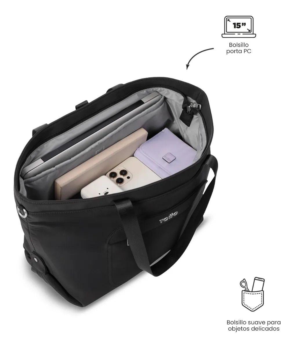 Tote Bag Para Mujer Madrid Porta Pc 15  Grande Negro-4