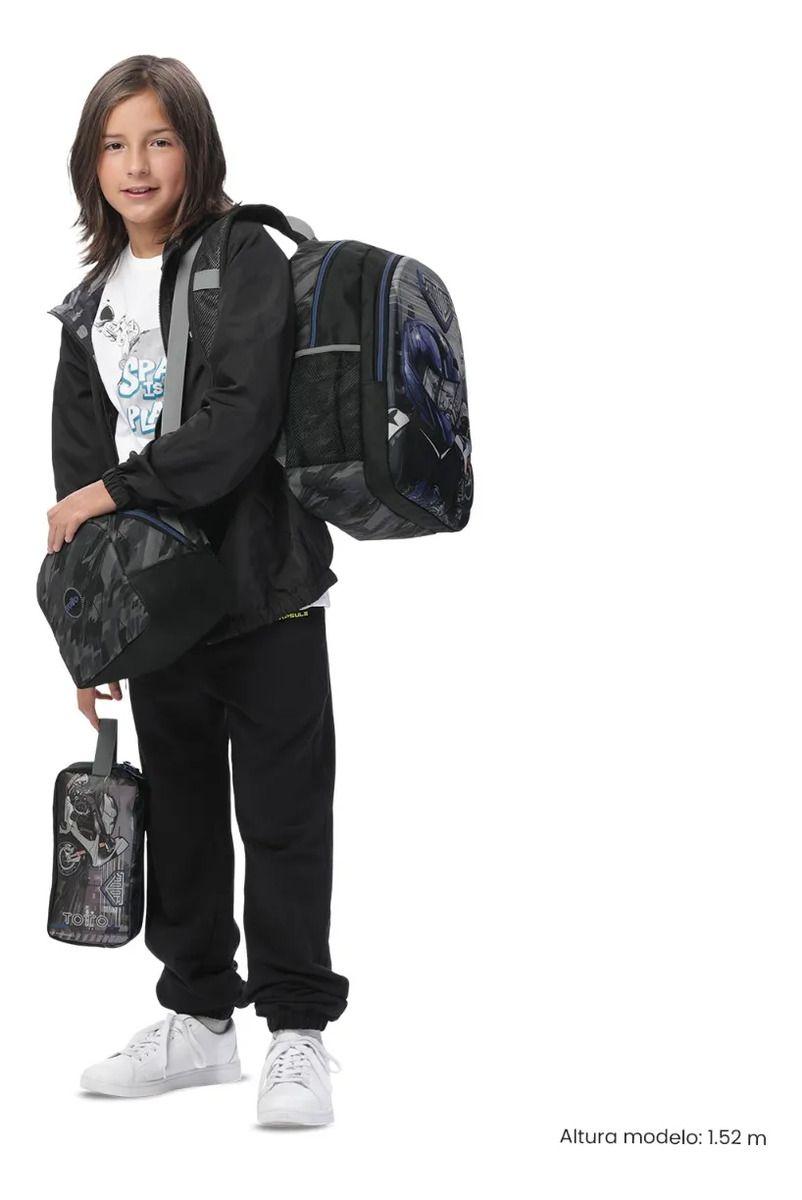 Pack Escolar X3 Morral +lonchera+multiuso Helmet Racer Negro-1