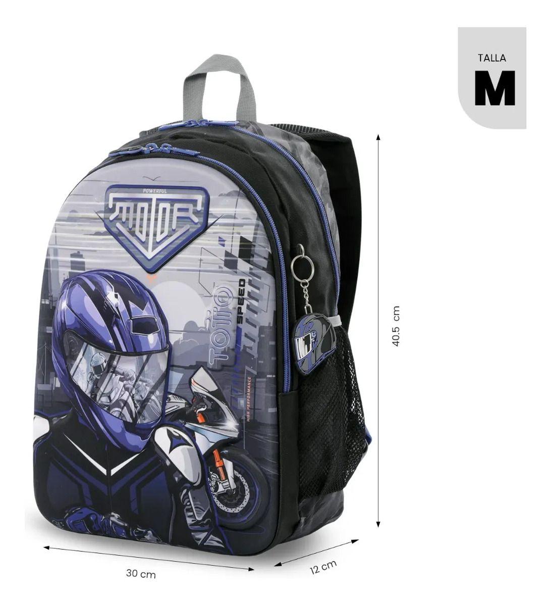 Pack Escolar X3 Morral +lonchera+multiuso Helmet Racer Negro-2