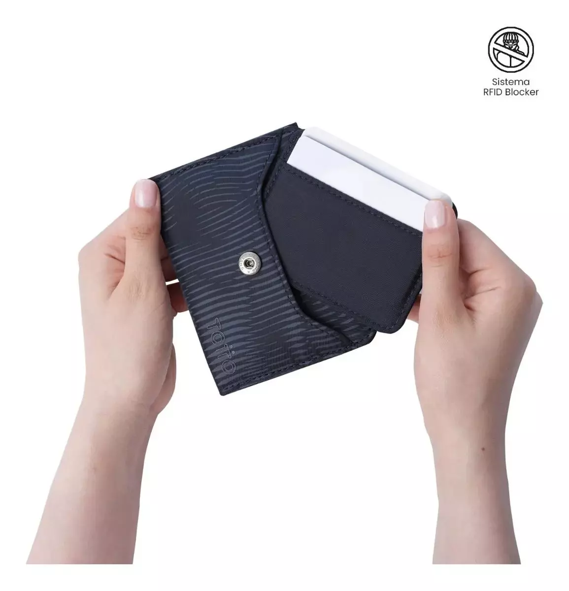 Billetera Texture Dull Con Rfid Blocker Azul-2