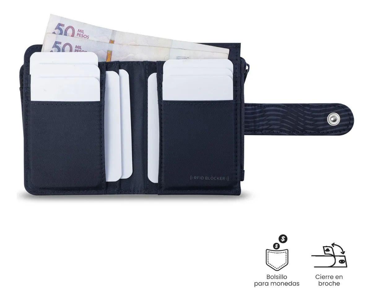 Billetera Texture Dull Con Rfid Blocker Azul-3