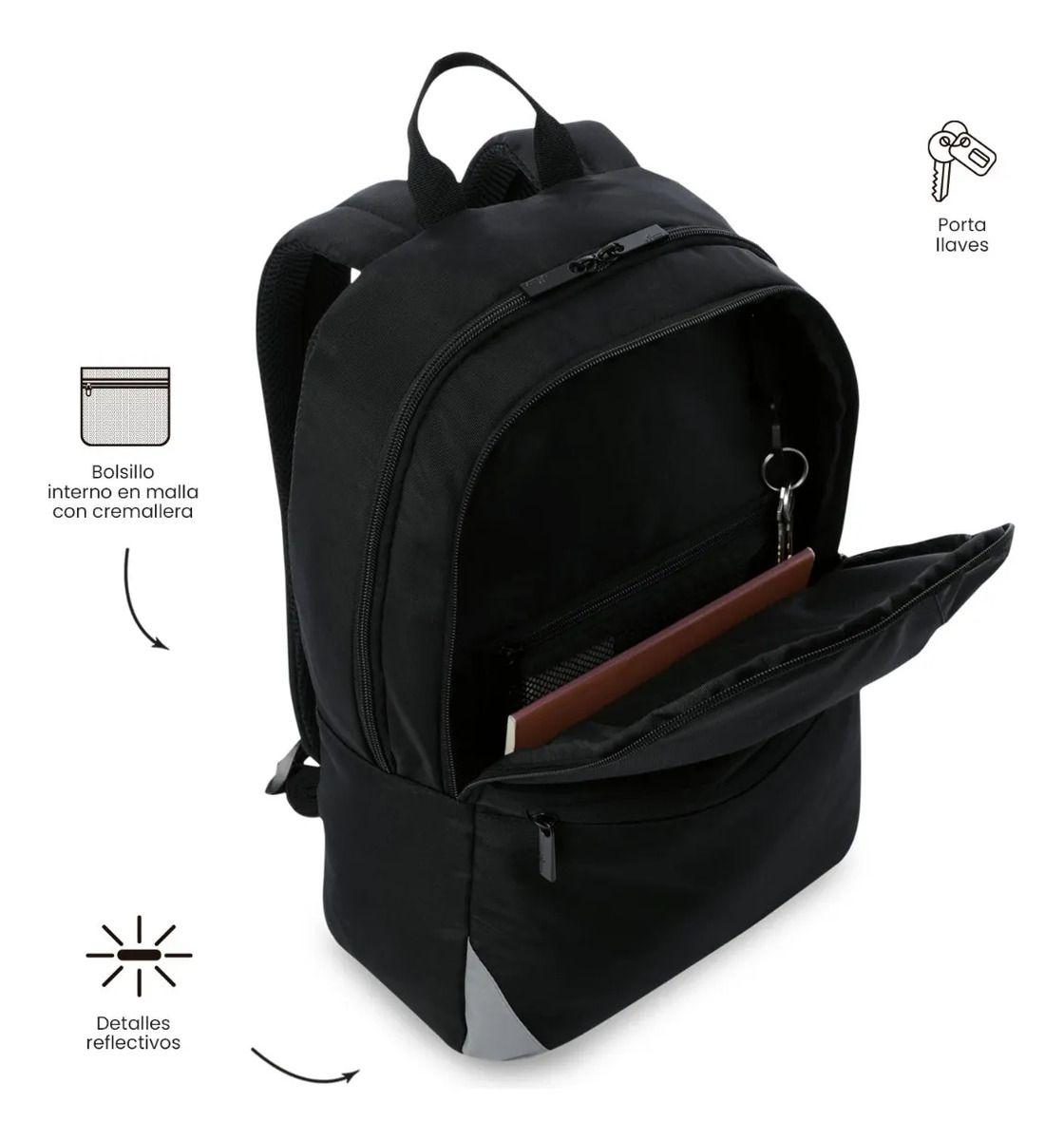 Mochila Universitario Koji Porta Pc 15.4  Negro Unisex-5